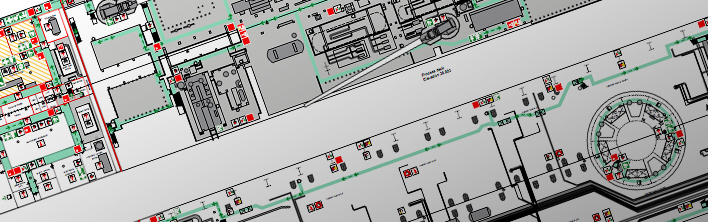 Een sectie van een veiligheidsplantekening van een FPSO welke wordt gebruikt bij oefeningen en calamiteiten.