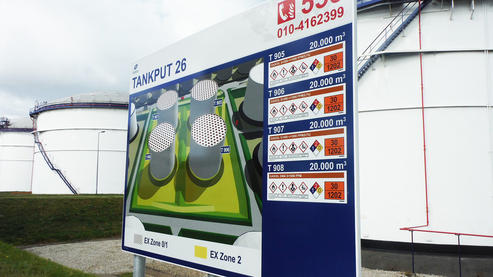 Odfjell Terminals Rotterdam tank marking by Blomsma Signs & Safety