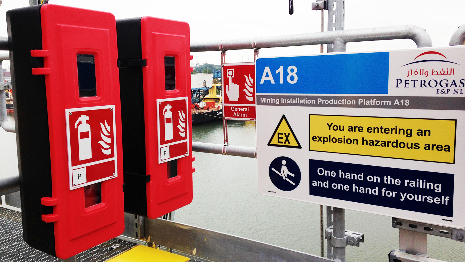 Safety signage Petrogas E&P A18 platform by Blomsma Signs& Safety