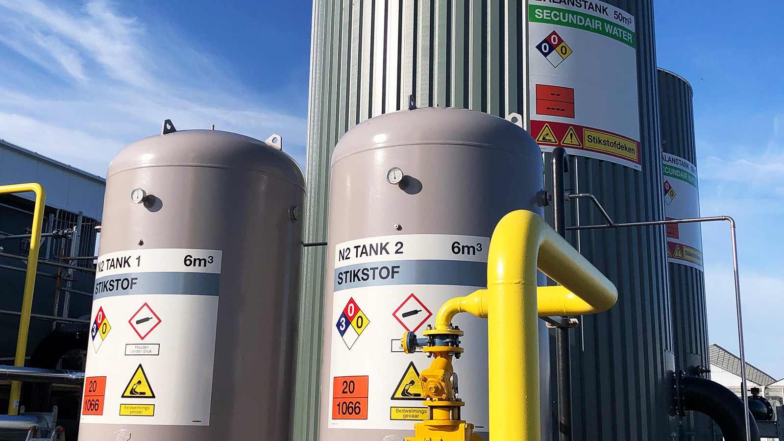Tank marking ISO20560 TRIAS Westland Geothermal site by Blomsma Signs & Safety