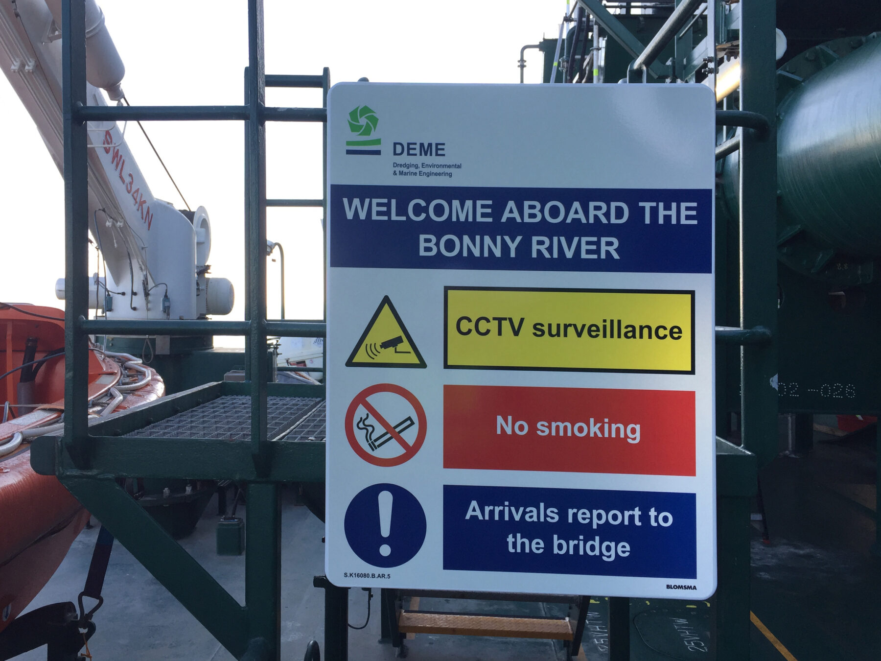 Safety signage for offshore and maritime