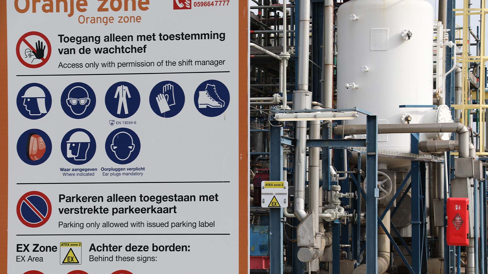 Safety signage, EX zone signs, wayfinding Delamine Delfzijl by Blomsma Signs & Safety